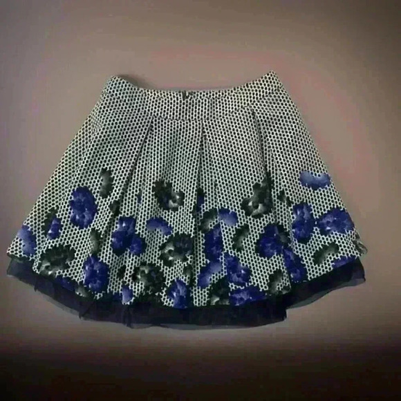 Cobalt Blue Floral Skirt - Picture 2 of 2